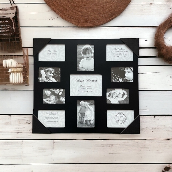 VNTG Photo Frame Black Metal 9 Opening Collage Picture Frame Wall Hanging Art - Picture 1 of 5